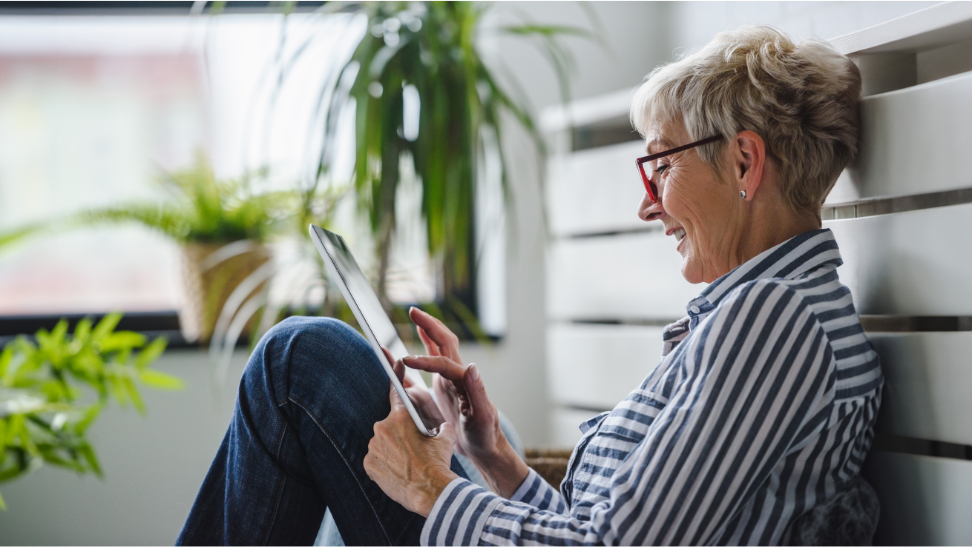 woman using tablet